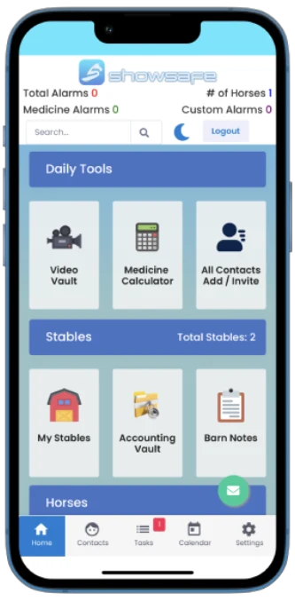 ShowSafe Home screen